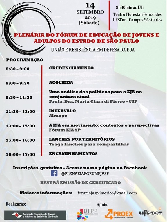 Plenária do Fórum de Educação de Jovens e Adultos do Estado de São Paulo